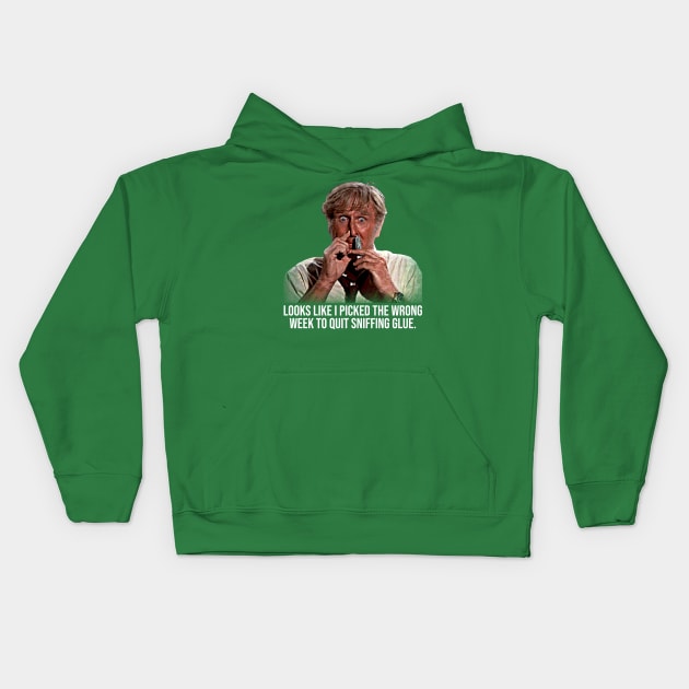 Wrong Week To Stop Sniffing Glue Kids Hoodie by scribblejuice